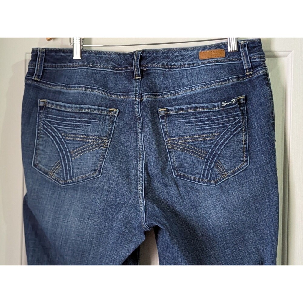 Seven 7 Denim Jeans Pants Womens 16 Classic Straight Leg Medium Wash Stretch - Picture 6 of 10
